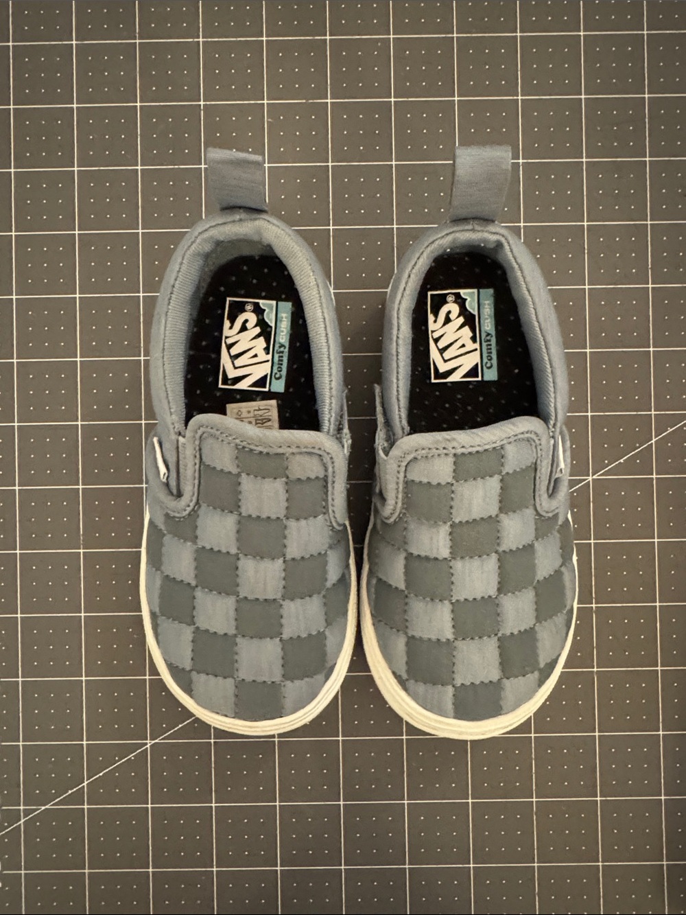 Vans Kids Slip-On Checkerboard Sneakers - bluish grey checkers